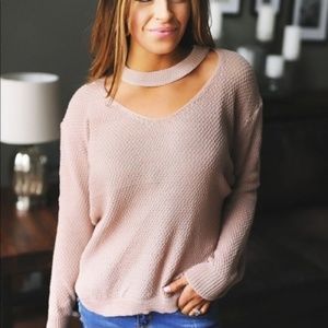 ModCloth Dreamers By Debut Mauve Choker Sweater